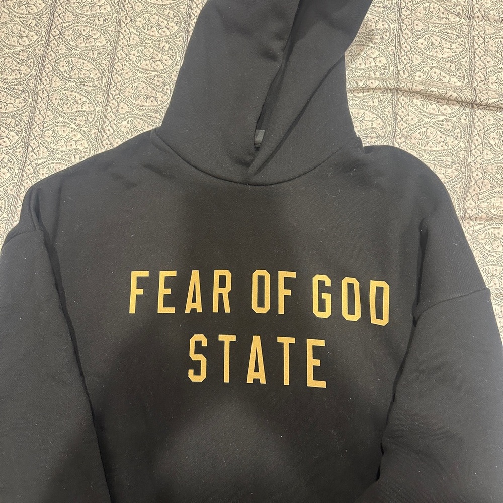 Essentials Black Sweater with Gold Lettering
